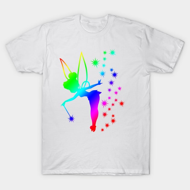 Rainbow Tinkerbell Ombre Sillhouette T-Shirt by ijsw